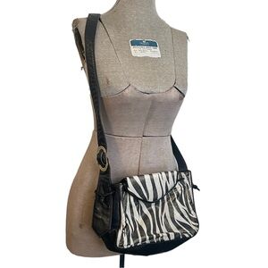Vintage 1960s Designer Leather Zebra Crossbody Bag